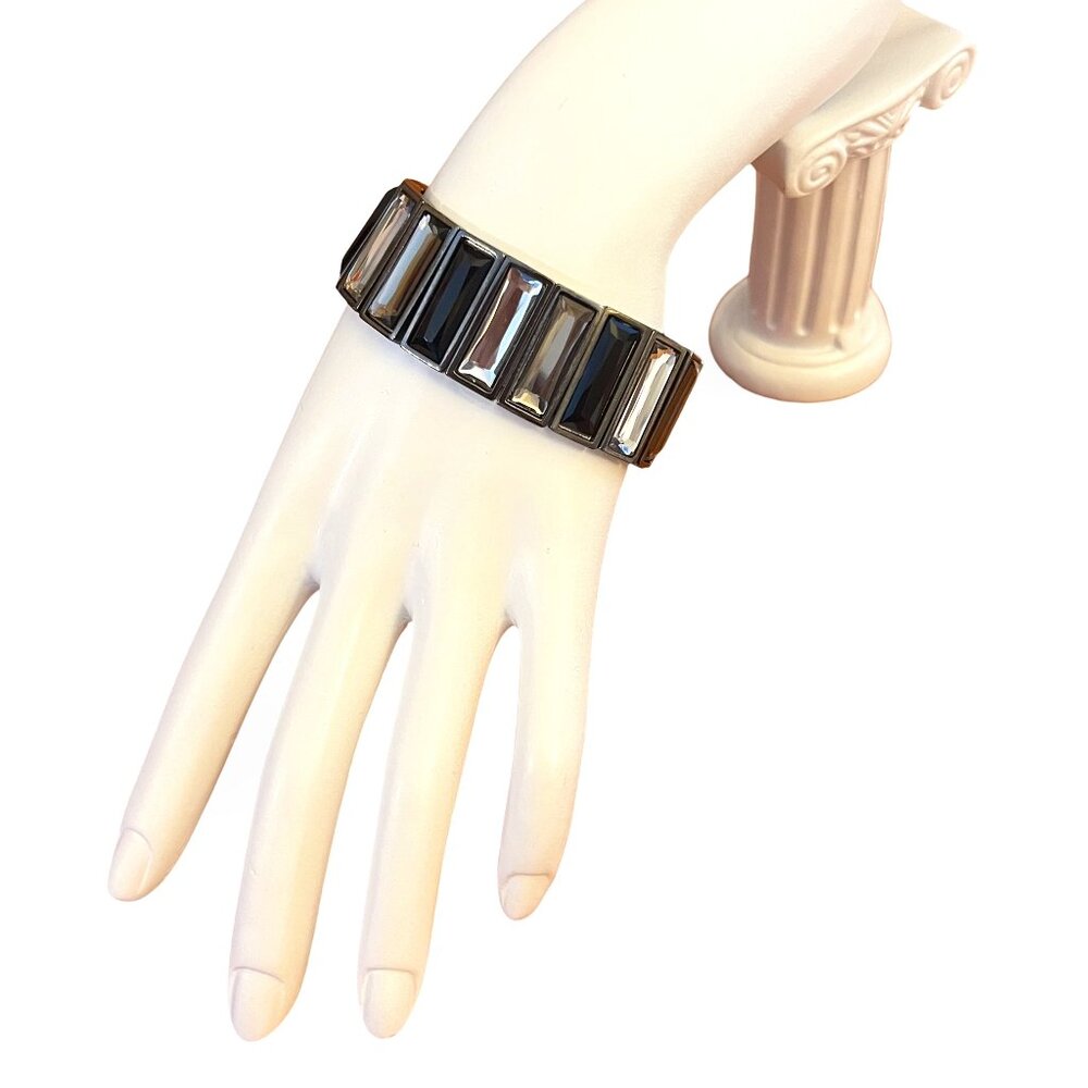 Vintage Chunky Rectangular Stretch Bracelet - image 1